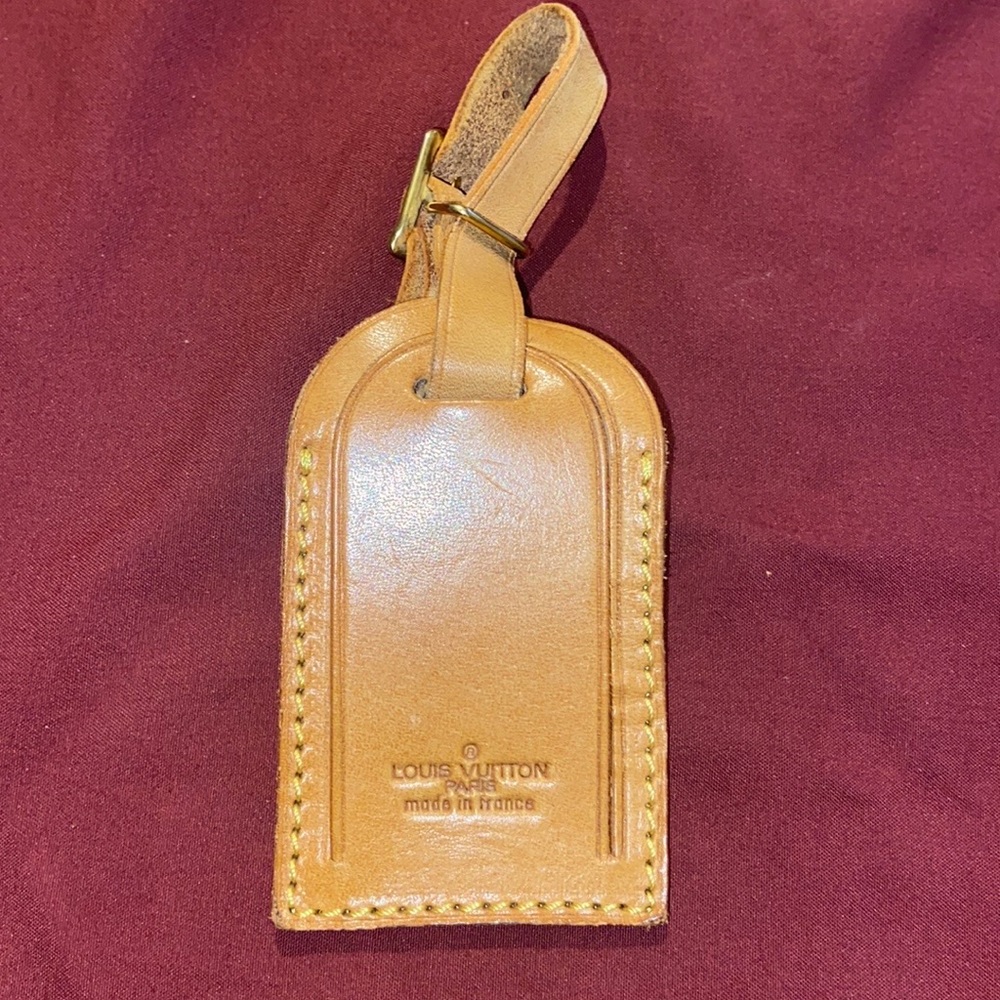 EUC Authentic Louis Vuitton vachetta leather luggage ID tag name tag